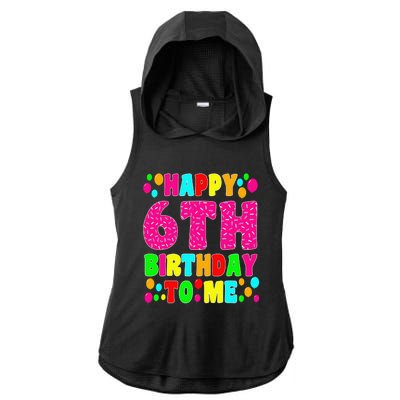 6 Years Old Happy 6th Birthday Me Sprinkles 6th Birthday Ladies PosiCharge Tri-Blend Wicking Draft Hoodie Tank