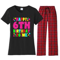 6 Years Old Happy 6th Birthday Me Sprinkles 6th Birthday Women's Flannel Pajama Set