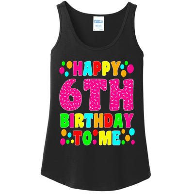 6 Years Old Happy 6th Birthday Me Sprinkles 6th Birthday Ladies Essential Tank