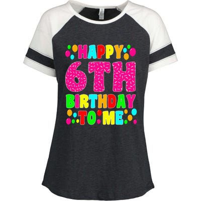 6 Years Old Happy 6th Birthday Me Sprinkles 6th Birthday Enza Ladies Jersey Colorblock Tee