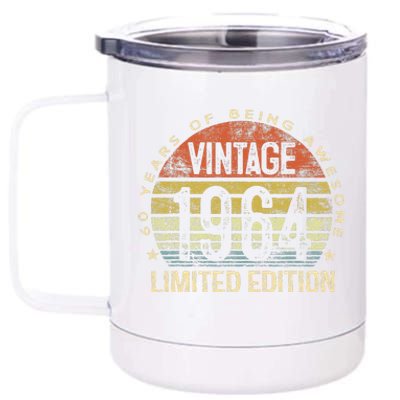 60 Year Old Gifts Vintage 1964 Limited Edition 60th Birthday 12 oz Stainless Steel Tumbler Cup