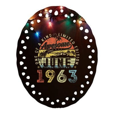 60 Year Old Awesome Since June 1963 60th Birthday Ceramic Oval Ornament