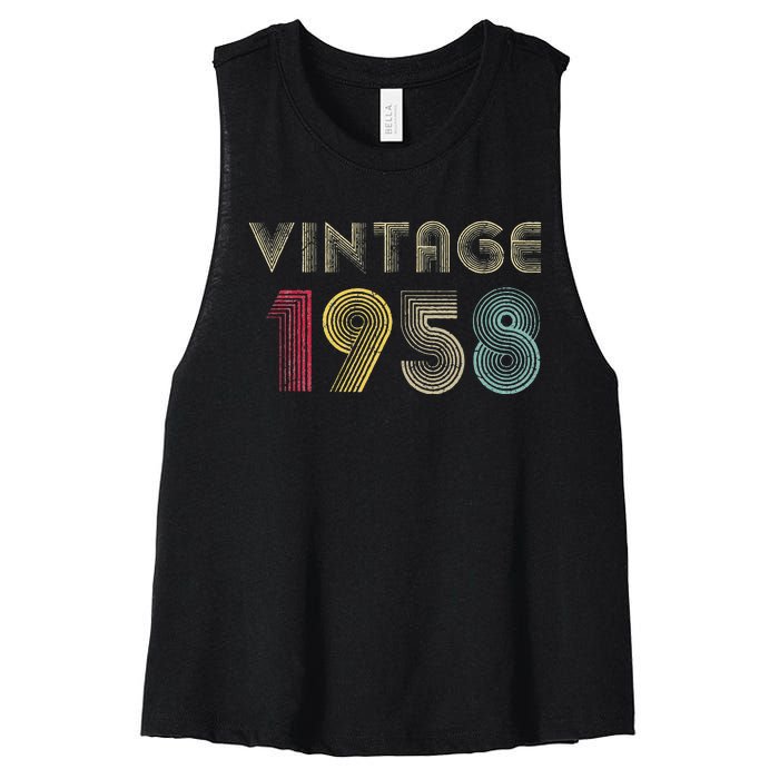 65 Years Old Gifts Vintage 1958 65th Birthday Womens Women's Racerback Cropped Tank