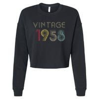 65 Years Old Gifts Vintage 1958 65th Birthday Womens Cropped Pullover Crew