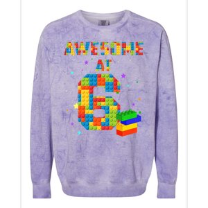 6 Years Old Birthday For 6 Building Blocks Bricks Boy Girl Colorblast Crewneck Sweatshirt