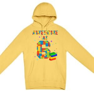 6 Years Old Birthday For 6 Building Blocks Bricks Boy Girl Premium Pullover Hoodie