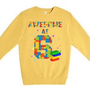 6 Years Old Birthday For 6 Building Blocks Bricks Boy Girl Premium Crewneck Sweatshirt