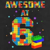 6 Years Old Birthday For 6 Building Blocks Bricks Boy Girl Garment-Dyed Heavyweight T-Shirt