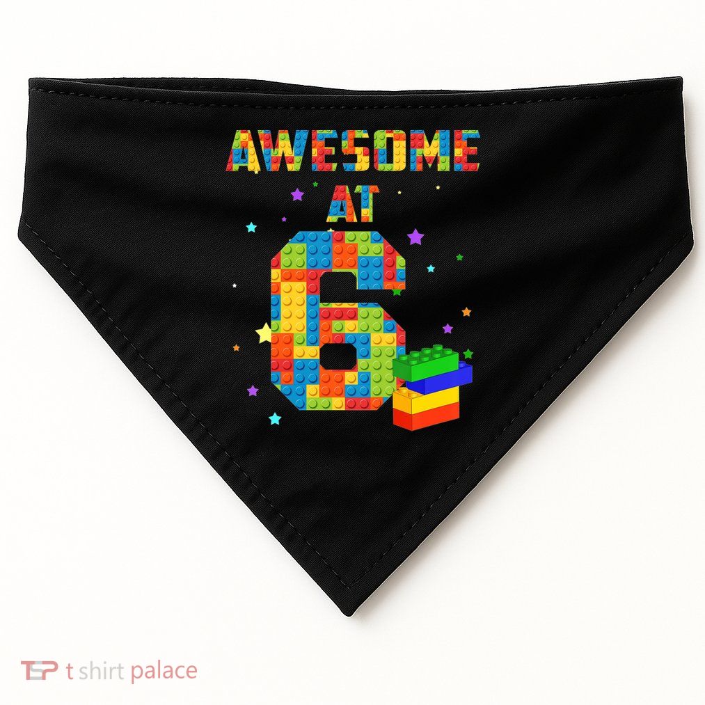 6 Years Old Birthday For 6 Building Blocks Bricks Boy Girl USA-Made Doggie Bandana
