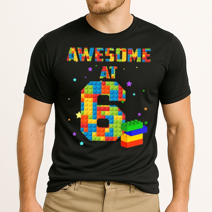 6 Years Old Birthday For 6 Building Blocks Bricks Boy Girl Performance Shirt