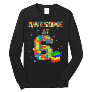 6 Years Old Birthday For 6 Building Blocks Bricks Boy Girl Long Sleeve Shirt