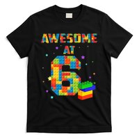 6 Years Old Birthday For 6 Building Blocks Bricks Boy Girl T-Shirt