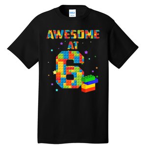 6 Years Old Birthday For 6 Building Blocks Bricks Boy Girl Tall T-Shirt