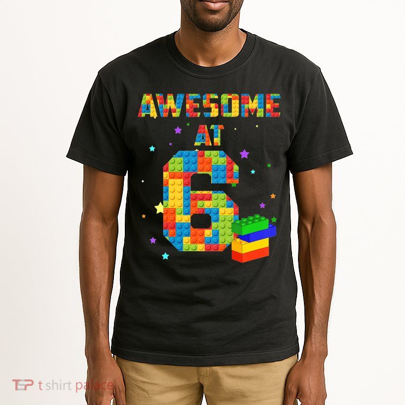 6 Years Old Birthday For 6 Building Blocks Bricks Boy Girl Tall T-Shirt