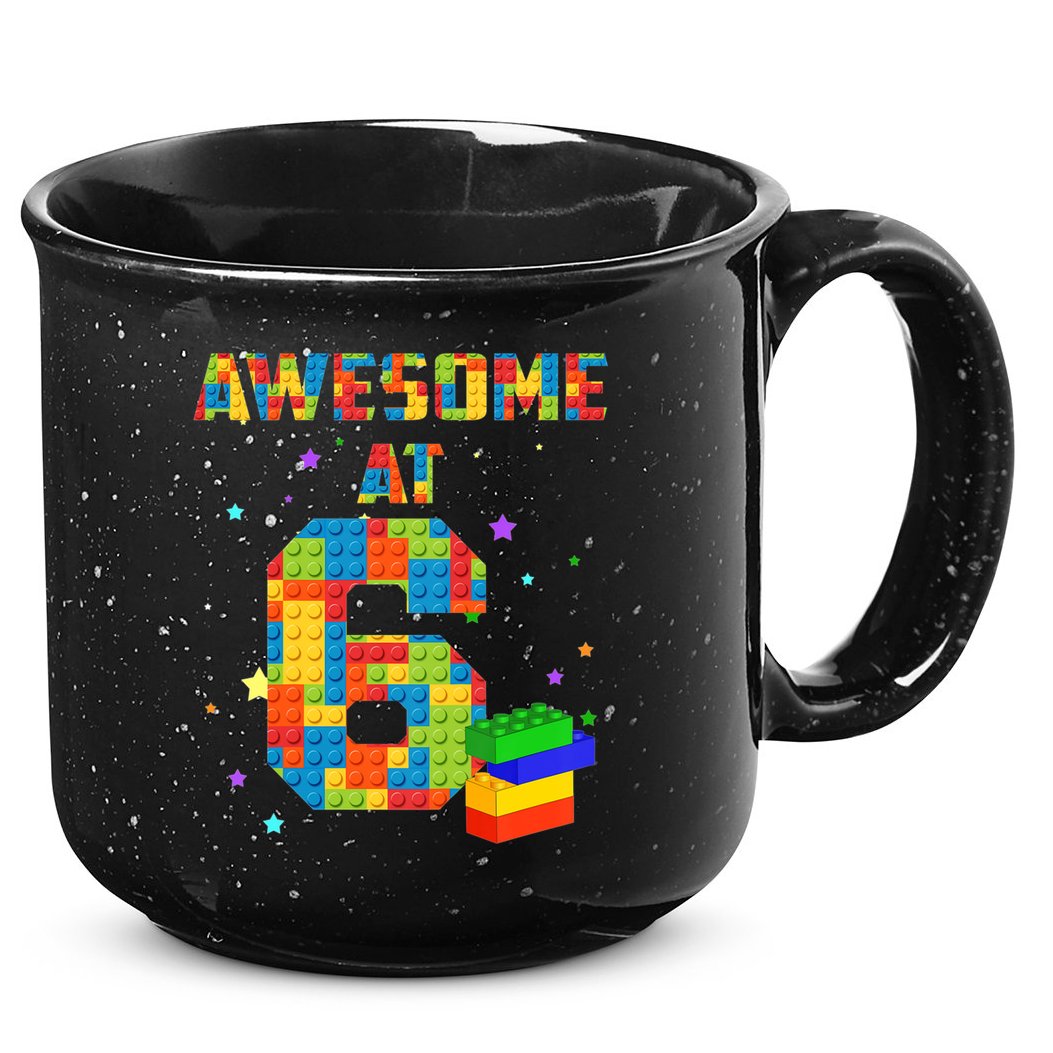6 Years Old Birthday For 6 Building Blocks Bricks Boy Girl 15oz Campfire Ceramic Mug