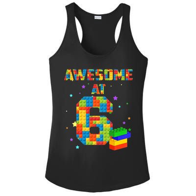 6 Years Old Birthday For 6 Building Blocks Bricks Boy Girl Ladies PosiCharge Competitor Racerback Tank