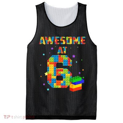 6 Years Old Birthday For 6 Building Blocks Bricks Boy Girl Mesh Reversible Basketball Jersey Tank