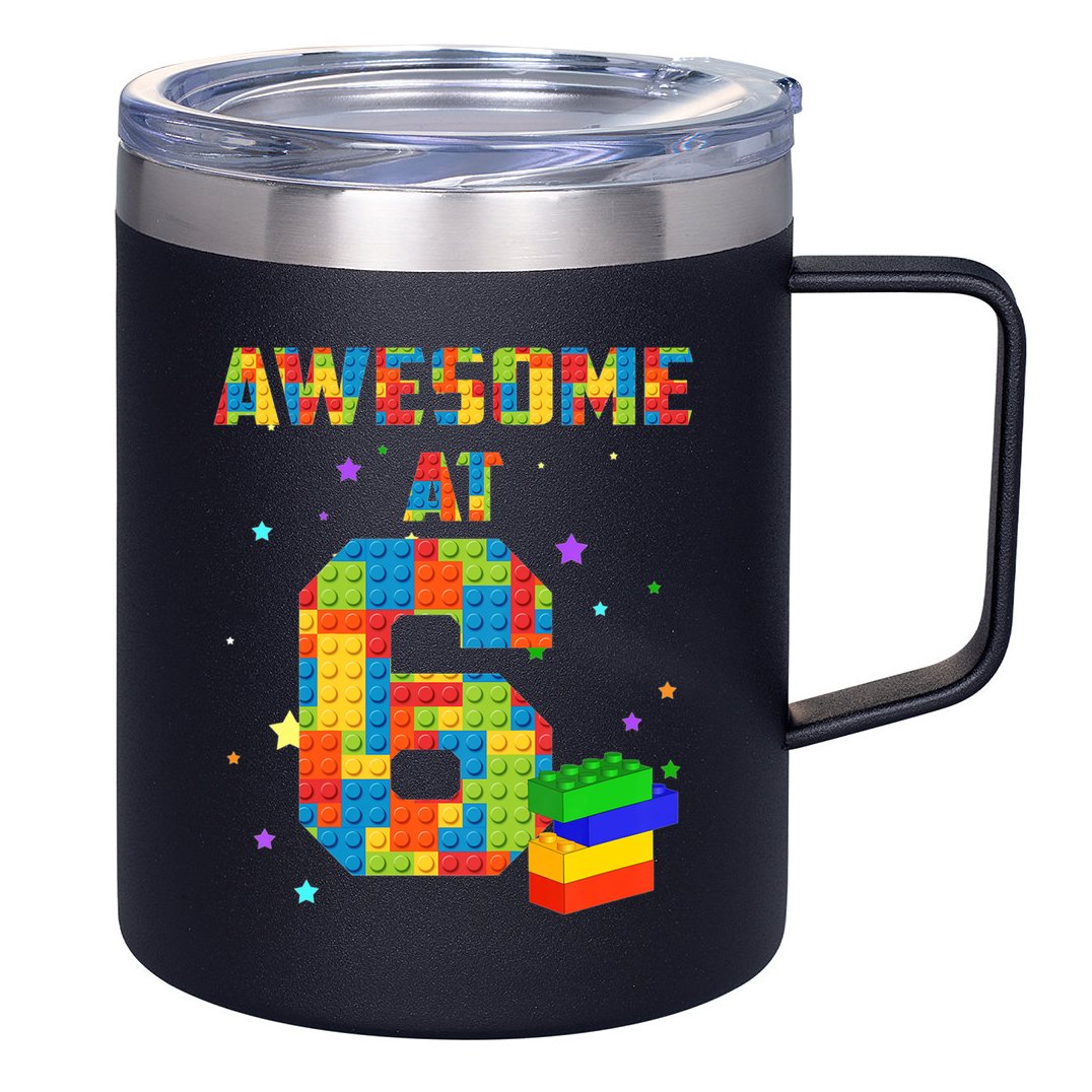 6 Years Old Birthday For 6 Building Blocks Bricks Boy Girl 12oz Stainless Steel Coffee Mug