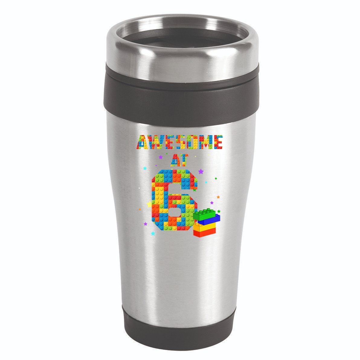 6 Years Old Birthday For 6 Building Blocks Bricks Boy Girl 16oz Travel Tumbler