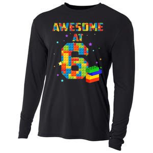 6 Years Old Birthday For 6 Building Blocks Bricks Boy Girl Cooling Performance Long Sleeve Crew