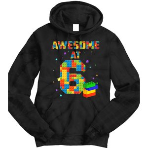 6 Years Old Birthday For 6 Building Blocks Bricks Boy Girl Tie Dye Hoodie