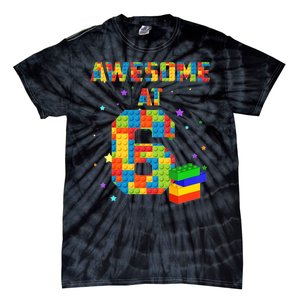 6 Years Old Birthday For 6 Building Blocks Bricks Boy Girl Tie-Dye T-Shirt