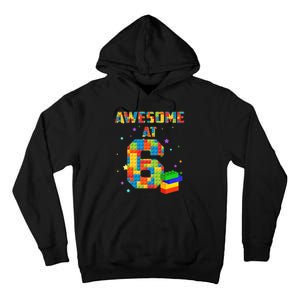 6 Years Old Birthday For 6 Building Blocks Bricks Boy Girl Tall Hoodie