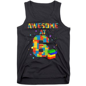 6 Years Old Birthday For 6 Building Blocks Bricks Boy Girl Tank Top