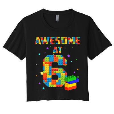 6 Years Old Birthday For 6 Building Blocks Bricks Boy Girl Crop Top