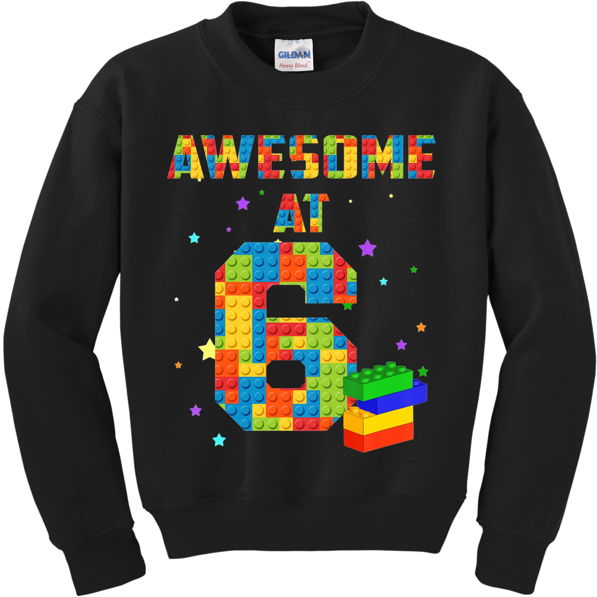 6 Years Old Birthday For 6 Building Blocks Bricks Boy Girl Kids Sweatshirt
