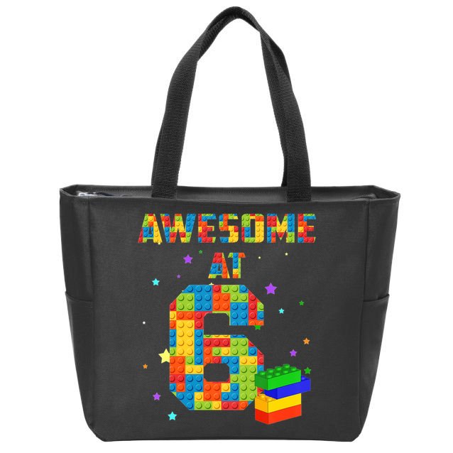 6 Years Old Birthday For 6 Building Blocks Bricks Boy Girl Zip Tote Bag