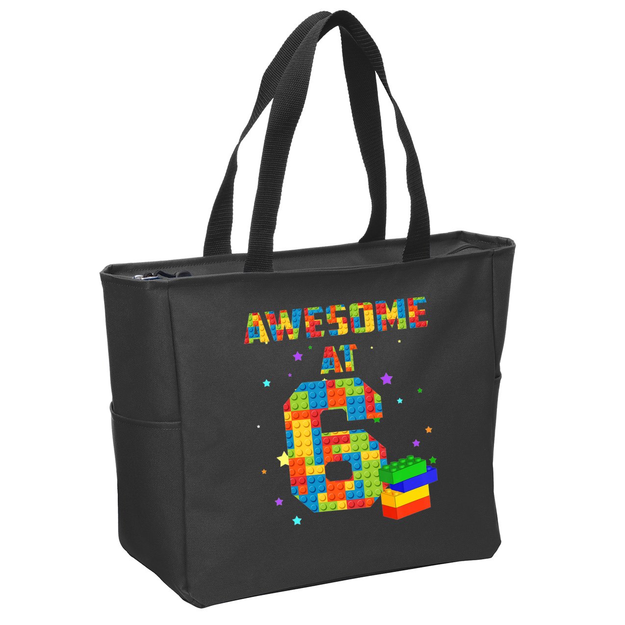 6 Years Old Birthday For 6 Building Blocks Bricks Boy Girl Zip Tote Bag