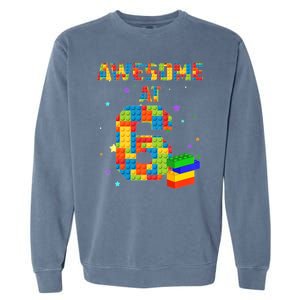 6 Years Old Birthday For 6 Building Blocks Bricks Boy Girl Garment-Dyed Sweatshirt