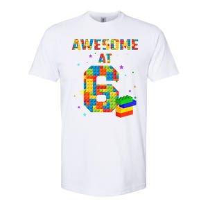 6 Years Old Birthday For 6 Building Blocks Bricks Boy Girl Softstyle CVC T-Shirt