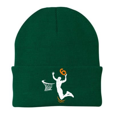 6 Year Old Basketball Dunk 6th Birthday Party Knit Cap Winter Beanie