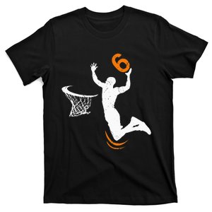 6 Year Old Basketball Dunk 6th Birthday Party T-Shirt