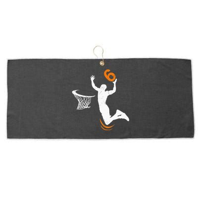 6 Year Old Basketball Dunk 6th Birthday Party Large Microfiber Waffle Golf Towel