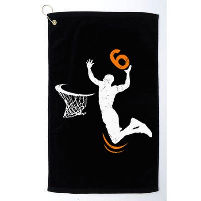 6 Year Old Basketball Dunk 6th Birthday Party Platinum Collection Golf Towel