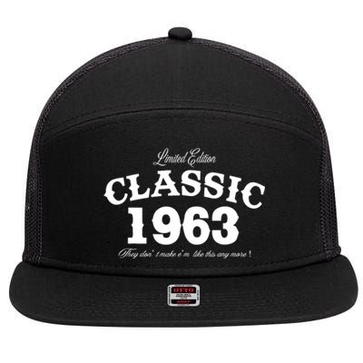 60 Year Old Vintage Classic Car 1963 60th Birthday 7 Panel Mesh Trucker Snapback Hat