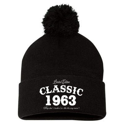 60 Year Old Vintage Classic Car 1963 60th Birthday Pom Pom 12in Knit Beanie