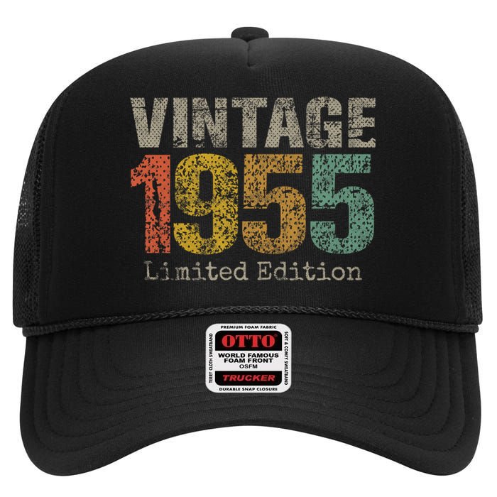 69 Year Old Gifts Vintage 1955 Limited Edition 69th Birthday High Crown Mesh Back Trucker Hat