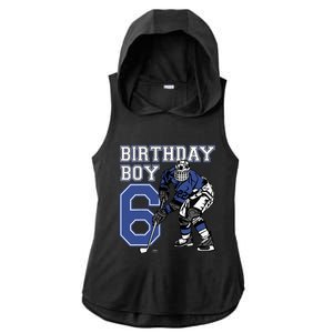  6 Year Old Ice Hockey Themed Birthday Party 6th Boy Gift Ladies PosiCharge Tri-Blend Wicking Draft Hoodie Tank