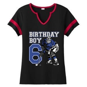  6 Year Old Ice Hockey Themed Birthday Party 6th Boy Gift Ladies Halftime Notch Neck Tee