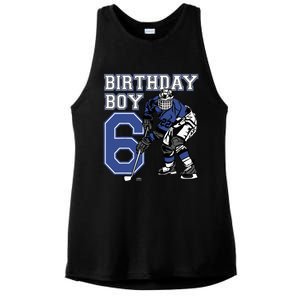  6 Year Old Ice Hockey Themed Birthday Party 6th Boy Gift Ladies PosiCharge Tri-Blend Wicking Tank