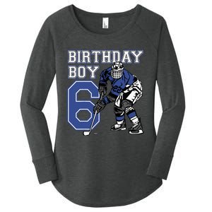  6 Year Old Ice Hockey Themed Birthday Party 6th Boy Gift Women's Perfect Tri Tunic Long Sleeve Shirt