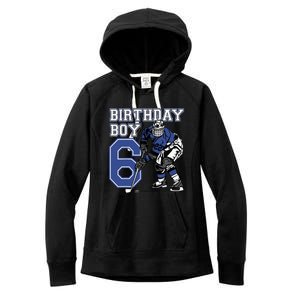  6 Year Old Ice Hockey Themed Birthday Party 6th Boy Gift Women's Fleece Hoodie