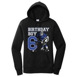  6 Year Old Ice Hockey Themed Birthday Party 6th Boy Gift Women's Pullover Hoodie