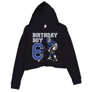  6 Year Old Ice Hockey Themed Birthday Party 6th Boy Gift Crop Fleece Hoodie