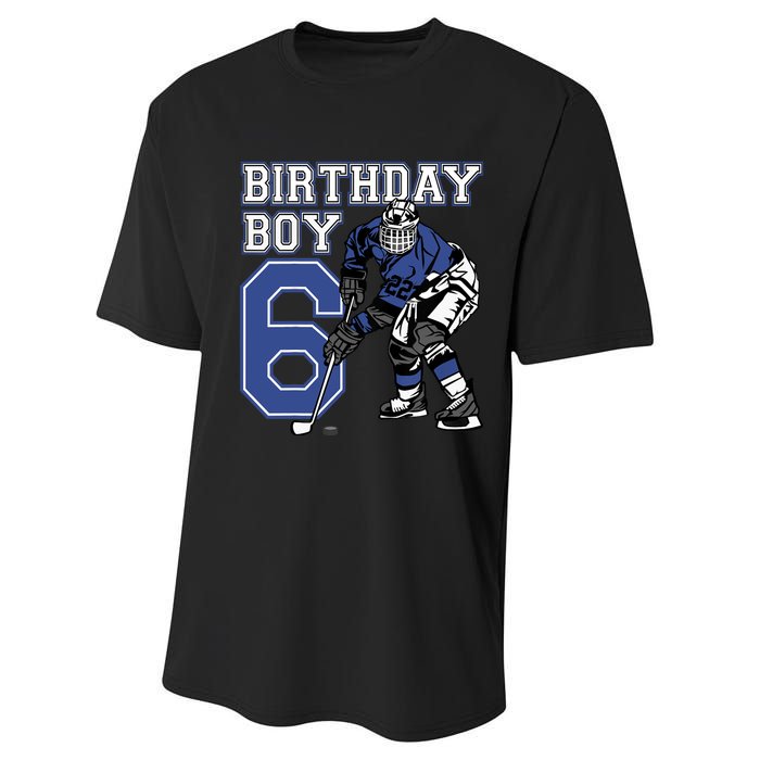  6 Year Old Ice Hockey Themed Birthday Party 6th Boy Gift Performance Sprint T-Shirt