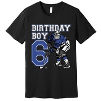  6 Year Old Ice Hockey Themed Birthday Party 6th Boy Gift Premium T-Shirt